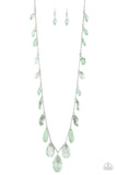 Glow and Steady Wins the Race - Green - Black Glassy and Cloudy Crystal-Like Beads Long Necklace