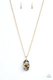 Gemstone Grandeur - Gold Gem Gold Popcorn Chain Dainty Rhinestones Long Necklace