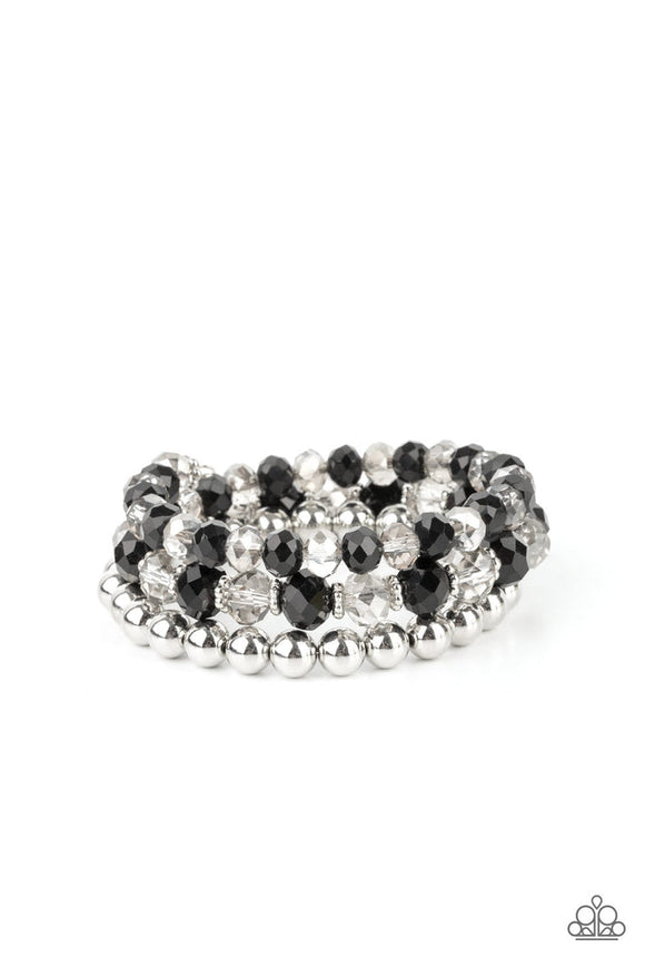 Gimme Gimme - Black Glittery Rhinestone Gems Coil Bracelet