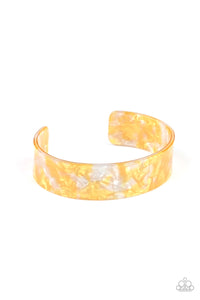 Glaze Daze - Yellow Acrylic Cuff Bracelet