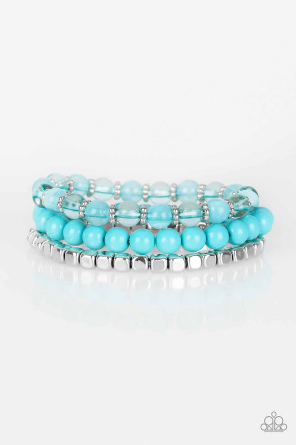 Globetrotter Glam - Blue Stretchy Bracelet