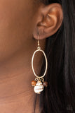 Golden Grotto - Brown Shell Fish Hook Earrings