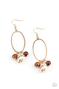 Golden Grotto - Brown Shell Fish Hook Earrings