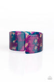 Groovy Vibes - Multi Blue/Purple Iridescent Acrylic Cuff Bracelet