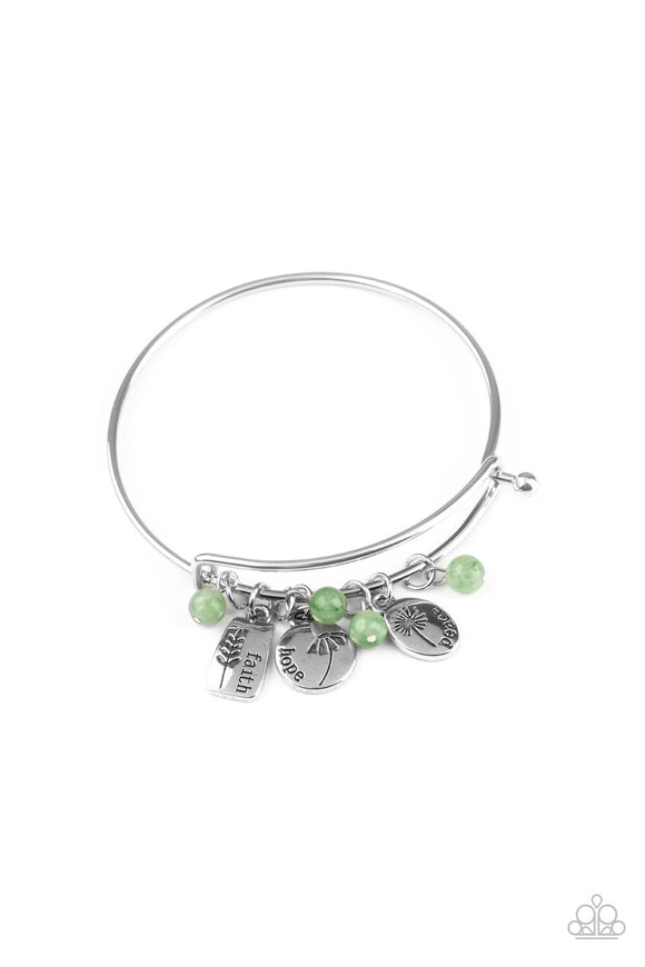 GROWING Strong - Green Inspirational Toggle Closure Bangle Bracelet - Paparazzi Accessories