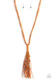 Hand-Knotted Knockout - Orange Tasseled Long Necklace