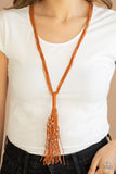 Hand-Knotted Knockout - Orange Tasseled Long Necklace