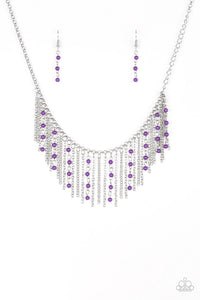 Harlem Hideaway - Purple Beaded Tassels Short Necklace