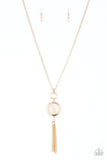 Have Some Common SENSE! - Green, Orange, Gold, Brown Moonstone with Tassels Long Necklace