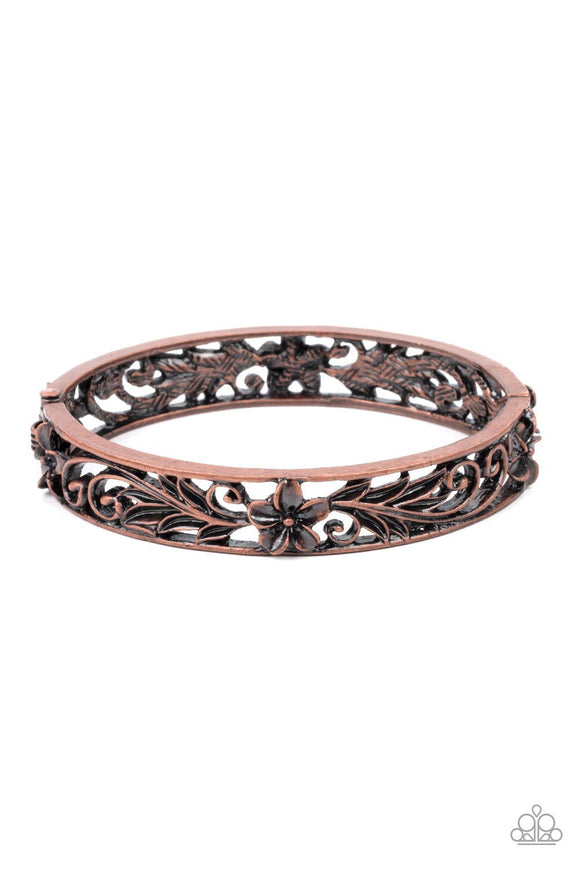 Hawaiian Essence - Copper - Silver Hinged Bangle Bracelet. Fashion fix Exclusive July 2021