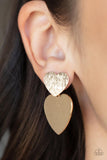 Heart-Racing Refinement - Gold/Silver Double heart Post Earrings