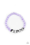 Heart Melting Glow - White and Purple Heart Cats Eye Stretchy Bracelet