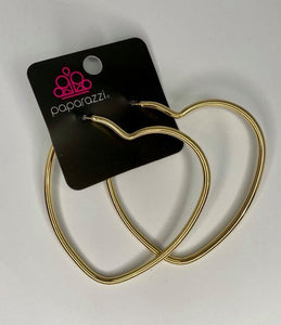 Heartbreaker Hustle - Gold Heart Hoop Earrings. Fashion Fix Exclusive