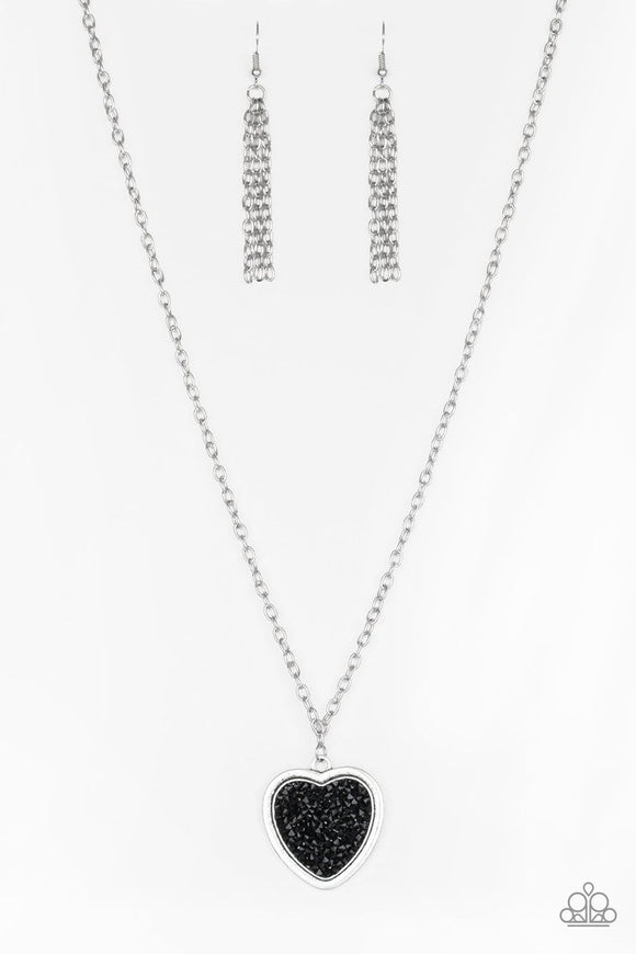 Heart of SPARKLE - Black Heart Long Necklace