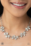 Hollywood Hills - White - Gold Chains White Rhinestones Short Necklace