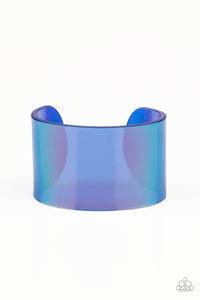 Holographic Aura - Blue Acrylic Cuff Bracelet