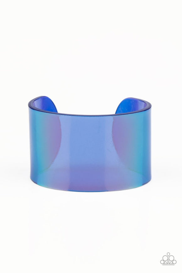 Holographic Aura - Blue Acrylic Cuff Bracelet