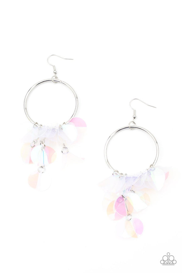 Holographic Hype - Multi - Blue Shell-Like Sequins Fishhook Earrings