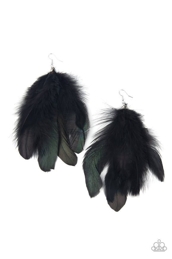 I BOA To No One - Black Feathers Fish Hook Earrings