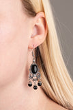 I Better Get Glowing - Black - Purple - White Beads Dainty White Rhinestones Fishhook Earrings