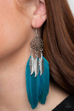 In Your Wildest DREAM CATCHERS - Blue Feather Fish Hook Earrings