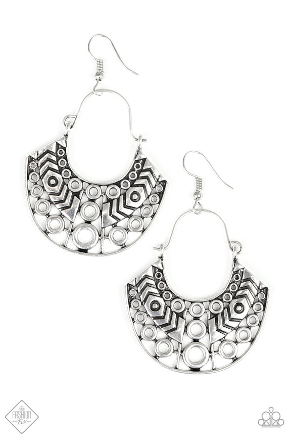 Indigenous Idol - Silver - Copper Crescent Circular Detail Fish Hook Earrings. Fashion Fix Earrings