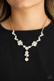 Inner Light - Gold Chain and Frames White Rhinestones Short Necklace