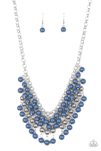 Jubilant Jingle - Blue Beads Silver Beads Short Necklace