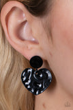 Just A Little Crush - Black Heart Post Earrings - Paparazzi Accessories