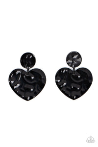 Just A Little Crush - Black Heart Post Earrings - Paparazzi Accessories