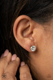 Just In TIMELESS - White - Gold White Rhinestone Post Earrings