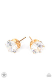 Just In TIMELESS - White - Gold White Rhinestone Post Earrings