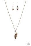 Let STEM Talk - Brass Leaf Cat's Eye Short Necklace