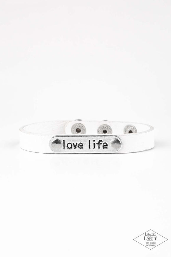 Love Life - White - Black Inspirational Snap Wrap Bracelet