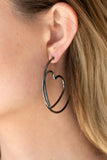 Love At First BRIGHT - Black Gunmetal Heart Hoop Earrings