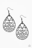 Lovely Lotus - Black/Gunmetal - Rose Gold - Copper Swirls Teardrop Lotus Pattern Fishhook Earrings