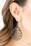 Lovely Lotus - Black/Gunmetal - Rose Gold - Copper Swirls Teardrop Lotus Pattern Fishhook Earrings