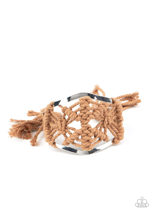 Macrame Mode - Brown Corded Cuff Bracelet