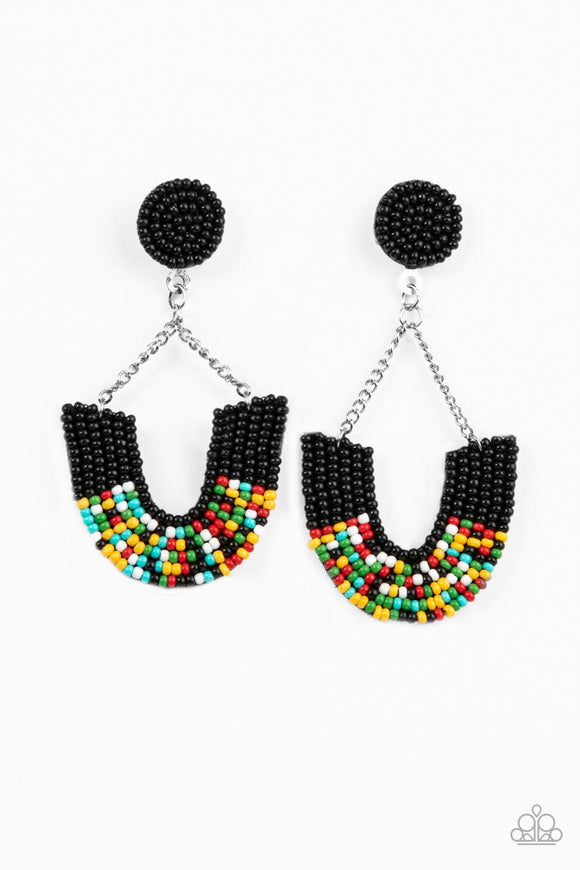 Make It RAINBOW Black Seed Bead Post Earrings