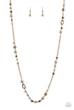 Make an Appearance - Brass - Black/Gunmetal Pearly Beads Long Necklace