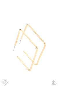 Material Girl Magic - Gold and Silver Square Frame Tilted Hoop Earrings FF Earrings