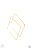 Material Girl Magic - Gold and Silver Square Frame Tilted Hoop Earrings FF Earrings