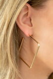 Material Girl Magic - Gold and Silver Square Frame Tilted Hoop Earrings FF Earrings