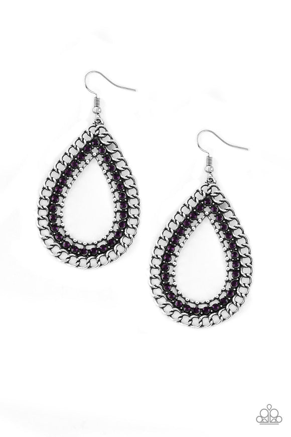 Mechanical Marvel - Purple Teardrop Fishhook Earrings