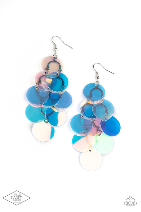 Mermaid Shimmer - Multi Iridescent Bubbly Discs Fishhook Earrings - LOP Earrings