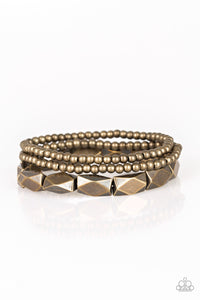 Metal Movement - Silver and Brass Stretchy Bracelet