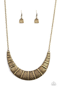 Metallic Mechanics - Brass Hammered Plates Short Necklace