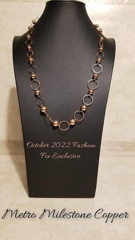 Metro Milestone - Copper Rings Copper Beads Short Necklace - Fashion Fix Exclusive