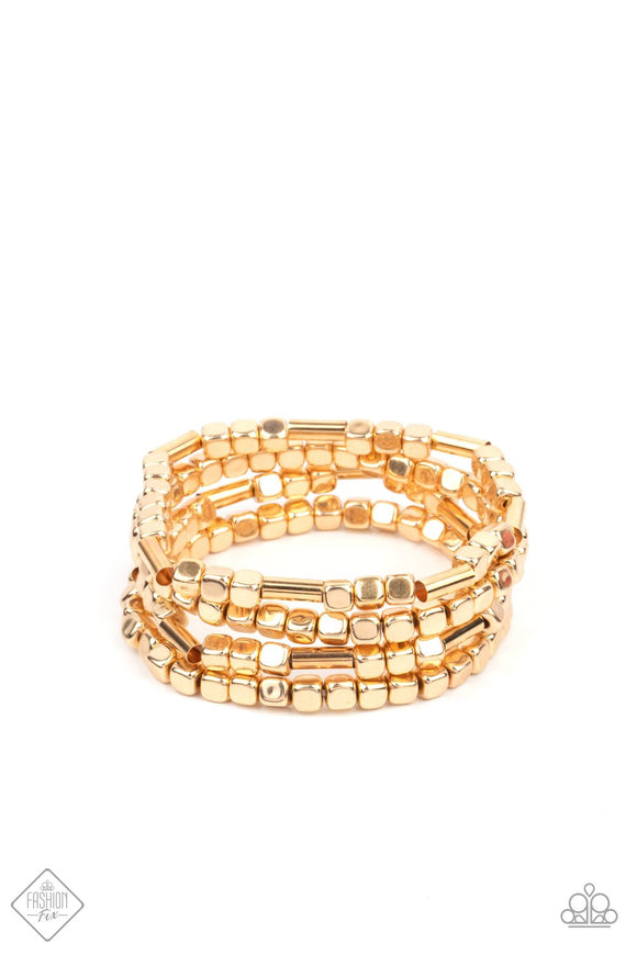 Metro Materials - Gold Stretchy Bracelet Fashion Fix Bracelet April 2021