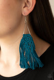 Modern Day Macrame - Blue Macrame Fish Hook Earrings